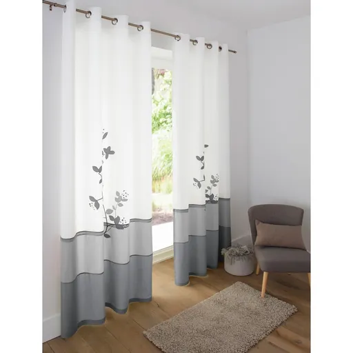 Voálová záclona s potlačou Orchidea, zakončená očkami