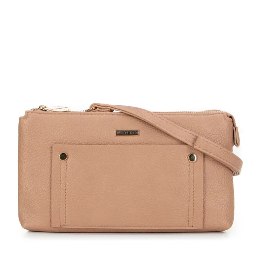 Dámska crossbody dvojkomorová s vreckom béžová 29-4Y-604-9