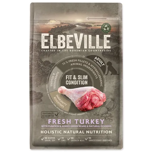 Krmivo ELBEVILLE Adult All Breeds Fit and Slim Condition Fresh Turkey 4kg