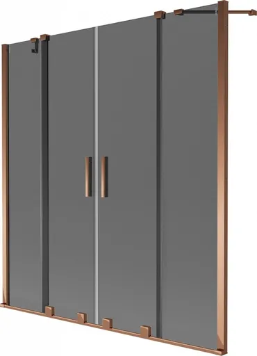 MEXEN/S - Velar Duo dvojkrídlová posuvná vaňová zástena 140 x 150, grafit, ružové zlato 896-140-000-42-60