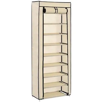 Skrinka na topánky s poťahom krémová 57×29×162 cm textil (282431)