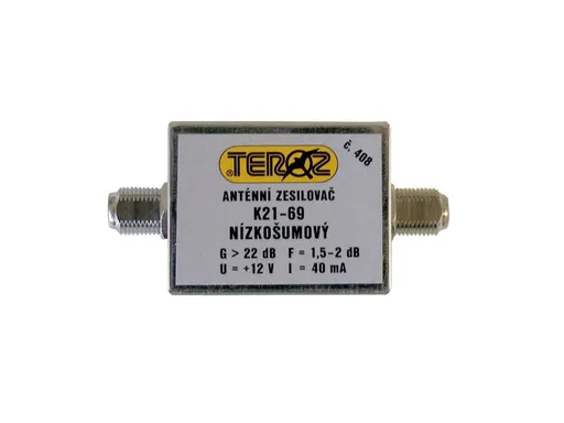 Anténny zosilňovač TEROZ 408X, UHF, G22dB, F1,5dB,U99dBµV, F-F