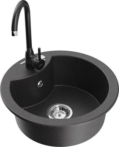 MEXEN/S MEXEN/S - Diego granitový drez vrátane batérie Telma, čierna kropenatá 6512-76-670200-70