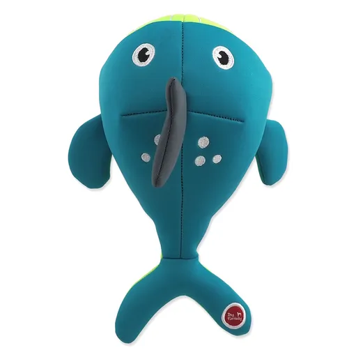 DOG FANTASY Water Float Pískacia a plávajúca veľryba turkysová 28 cm