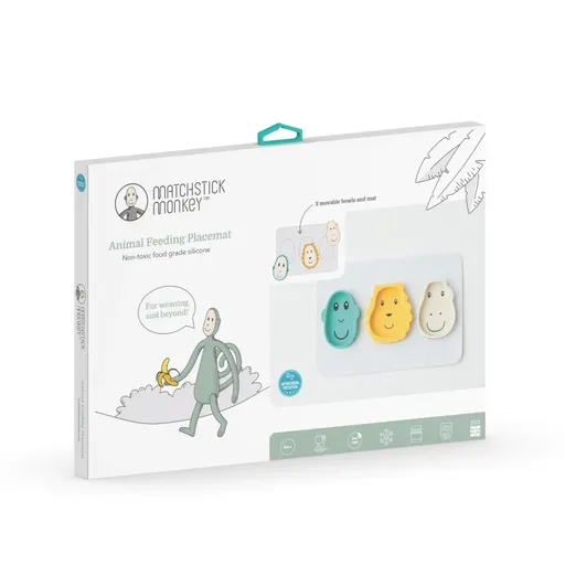 Matchstick Monkey Animal Snack Mat jedálenská sada Monkey, Lion & Giraffe 3 ks