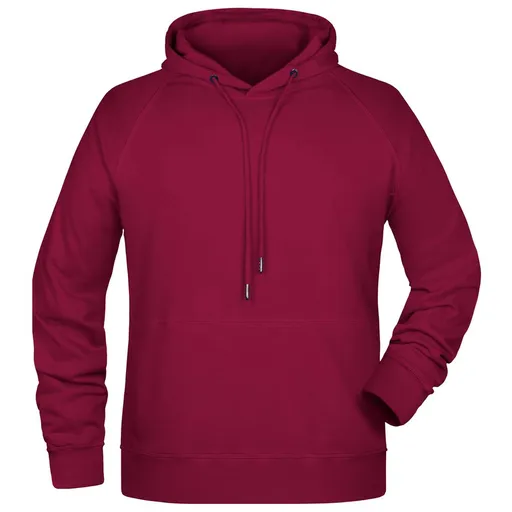 James & Nicholson (Daiber) Pánska mikina s kapucňou z biobavlny 8024 - Vínová | 2XL