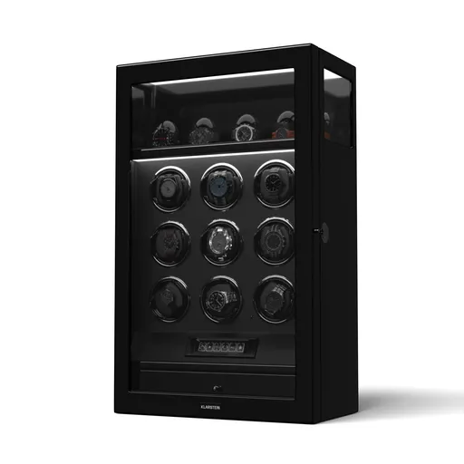 Klarstein SecureTouch naťahovač hodiniek, 9+4 hodinky, motor Mabuchi, klavírny lak, 41 režimov, zámok, LED diódy