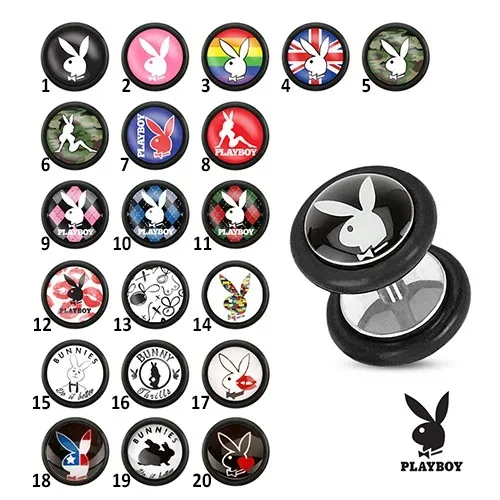 Oceľový fake plug do ucha, Playboy - Symbol: PB02