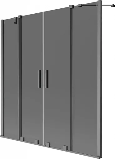 MEXEN/S - Velar Duo dvojkrídlová posuvná vaňová zástena 160 x 150, grafit, grafit kartáčovaná 896-160-000-42-66