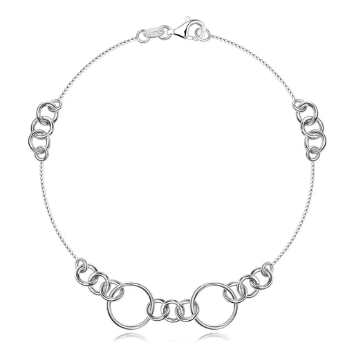 Strieborná retiazka 925 na ruku - pospájané krúžky