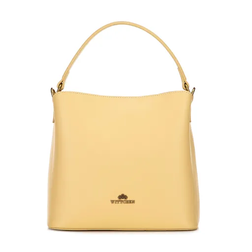 Trojkomorový Kožená kabelka žltý