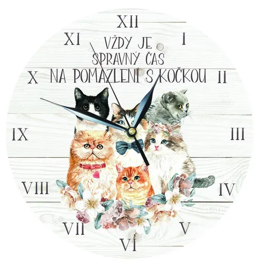 Bohemia Gifts Drevené hodiny - Pro milovníky koček, 24 cm