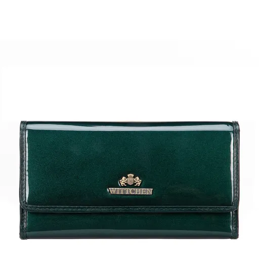 Dámska peňaženka z prírodnej lakovanej kože, zelená, 14-1L-002-00