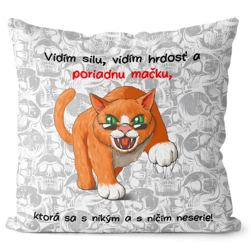 Vankúš Poriadna mačka (Velikost: 55 x 55 cm)