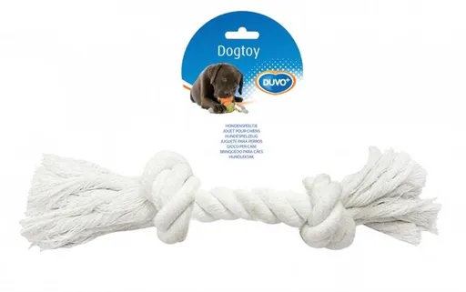 Hračka DUVO+ Lano s 2 uzlami na ťahanie biele XLarge 37cm