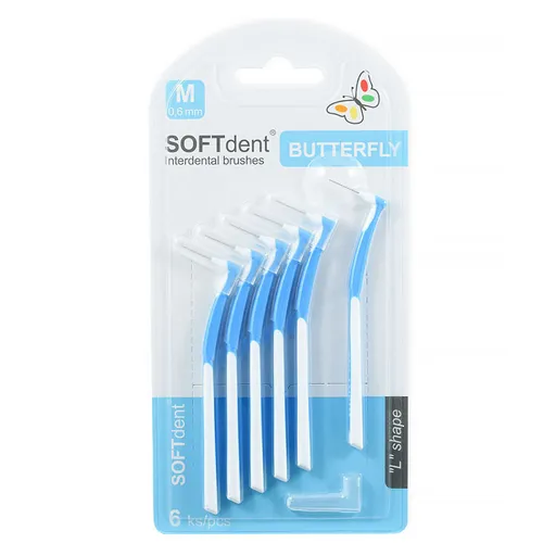 SOFTDENT Butterfly medzizubná kefka zahnutá M 6 ks