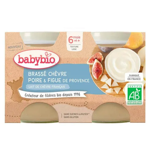 BABYBIO Brassé z kozieho mlieka hruška figa 2x 130 g