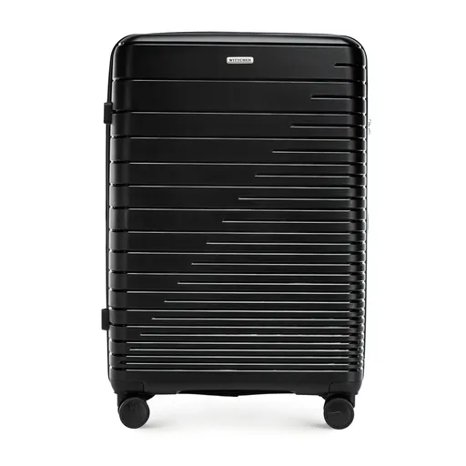 Veľký polypropylénový kufor s lesklými pruhmi 56-3T-163-10