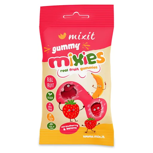 MIXIT Gummy mixies jahoda a banán prírodné želé cukríky 35 g