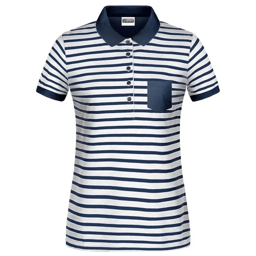 James & Nicholson (Daiber) Dámska pruhovaná polokošeľa 8029 - Biela / tmavomodrá | 2XL
