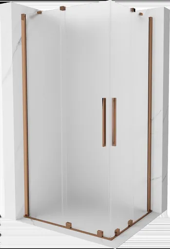 MEXEN/S - Velar Duo sprchovací kút, posuvné dvere 90 x 80, dekor, ružové zlato 871-090-080-32-60