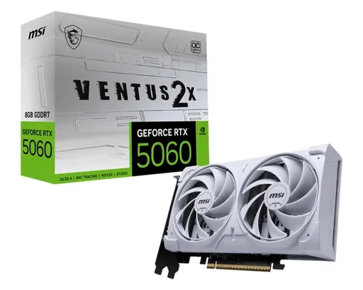 MSI VGA NVIDIA GeForce RTX 5060 8G VENTUS 2X OC WHITE, RTX 5060, 8GB GDDR7, 3xDP, 1xHDMI