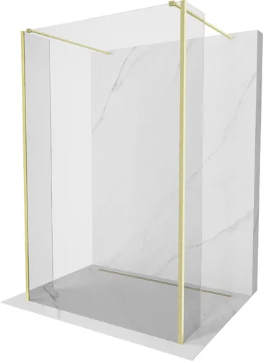 MEXEN/S - Kioto Sprchová zástena WALK-IN voľne stojaca 115 x 30 x 30, transparent, zlatá kartáčovaná 800-115-030-222-55-00-030