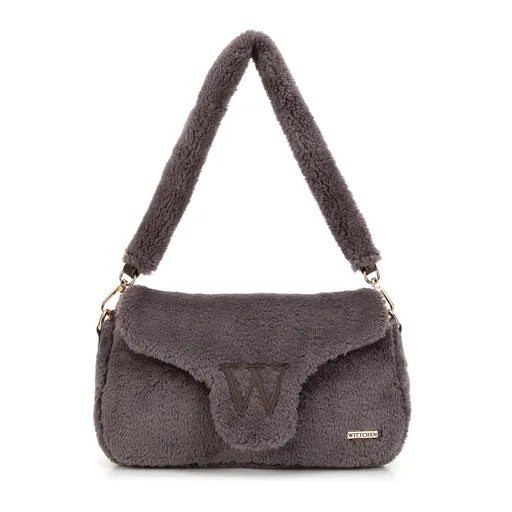 Damska listonoszka z futerkiem ciemny beż 99-4Y-217-9