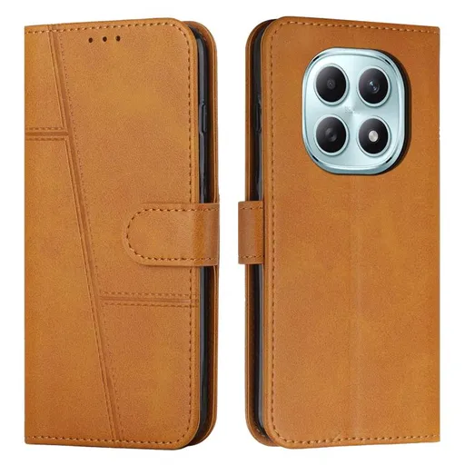 STITCHED Peňaženkový kryt pre Xiaomi Redmi Note 15 5G / POCO M8 5G svetlohnedý