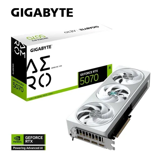 GIGABYTE VGA NVIDIA GeForce RTX 5070 AERO OC 12G, 12G GDDR7, 3xDP, 1xHDMI