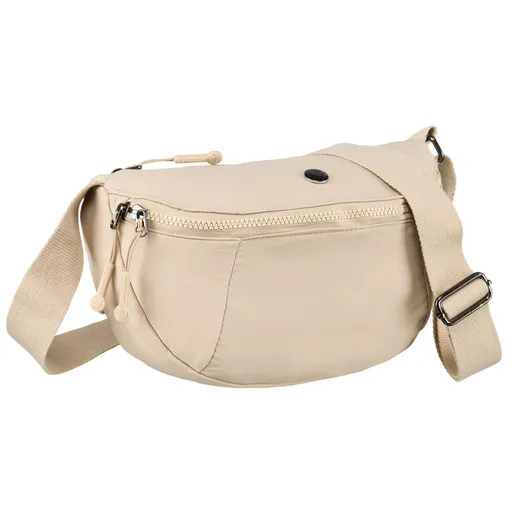 Béžová dámska ľadvinka z polyesteru na nastaviteľnom remienku