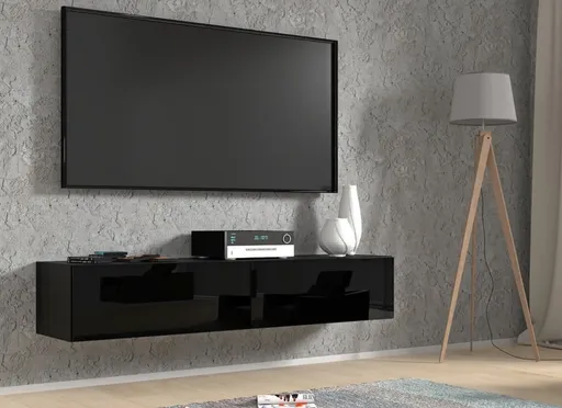 ARTBm Závesný TV stolík BINGO 160 cm | čierny lesk