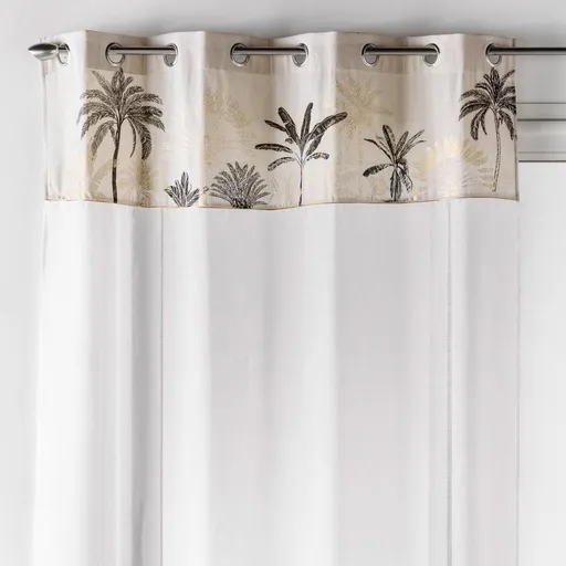 Záclona s kontrastnou hornou časťou s metalickou potlačou paliem