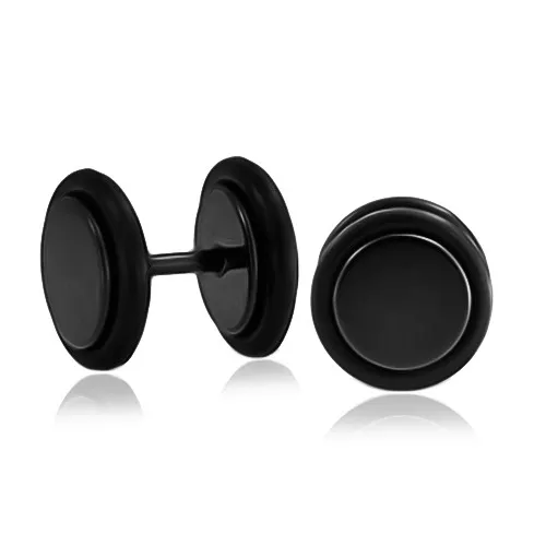 Čierny okrúhly lesklý fake plug do ucha