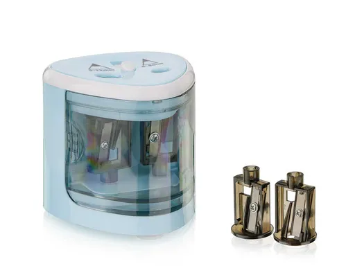 PEACH PO102 - elektrické strúhadlo na ceruzky, 4xAA, detský zámok, modré