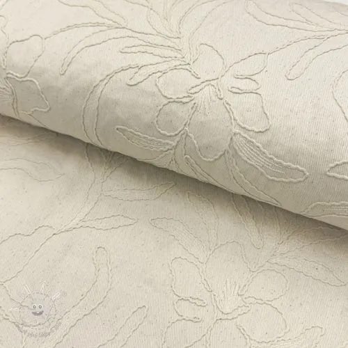 Bavlnená látka EMBROIDERY GABARDINE Luana natural