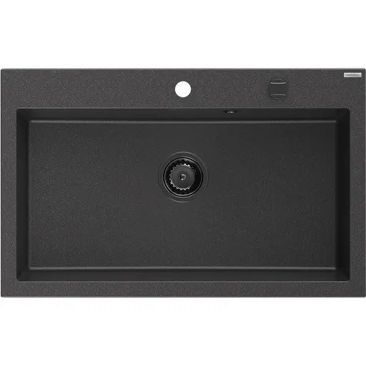 MEXEN/S MEXEN/S - Elix granitový drez 1-miska 800 x 500 mm, čierna kropenatá, sifón čierna 6527801005-76-B