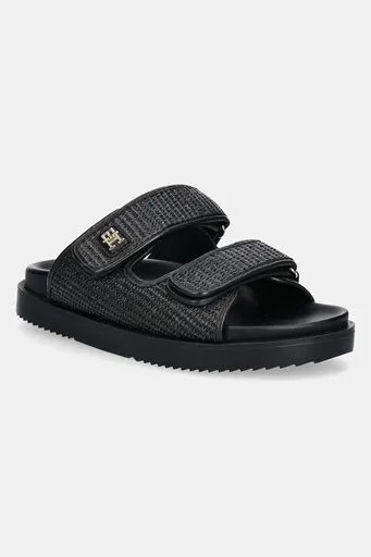 Šľapky Tommy Hilfiger TH DOUBLE STRAP RAFFIA SANDAL