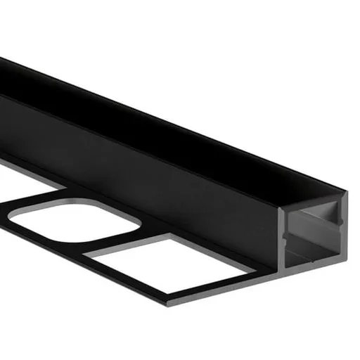 Lišta pre led pásku "P" McLED čierna mat, hliník komaxit, dĺžka 200 cm, výška hrany 10 mm, ML-761.370.43.S2