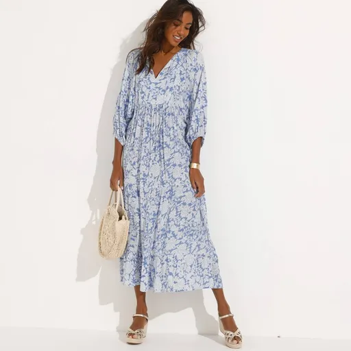 Dlhé krepónové šaty s potlačou