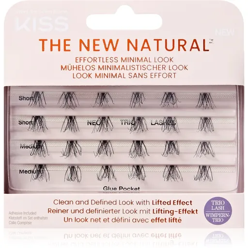 KISS The New Natural Effortless Minimal Look trsové nalepovacie mihalnice bez uzlíka Trio 01 24 ks