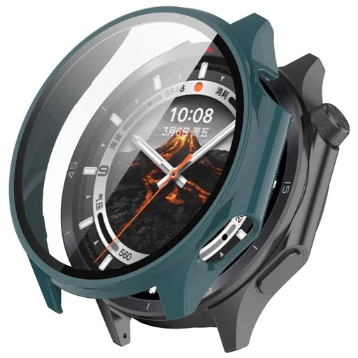 PC FULL COVER Plastový kryt so sklom pre OnePlus Watch 3 zelený