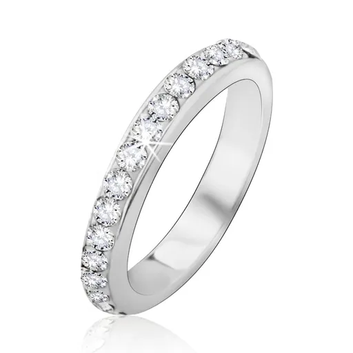 Strieborný prsteň 925 so vsadenými čírymi kamienkami - Veľkosť: 57 mm