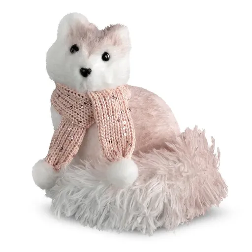 ArtFir Vianočná dekorácia LÍŠKA 176 | biela/ružová 19 x 11 x 20 cm