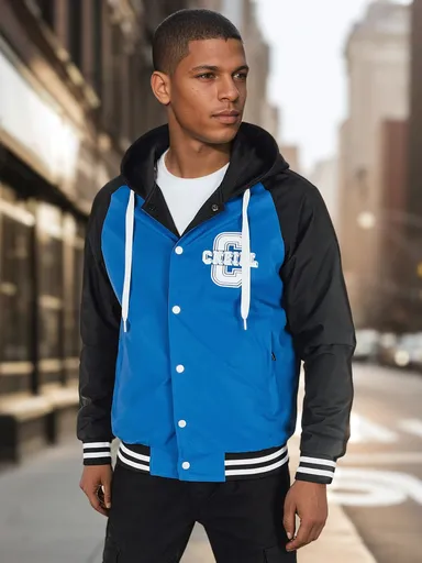 Pánska bomber bunda s kapucňou modrá Dstreet TX5023
