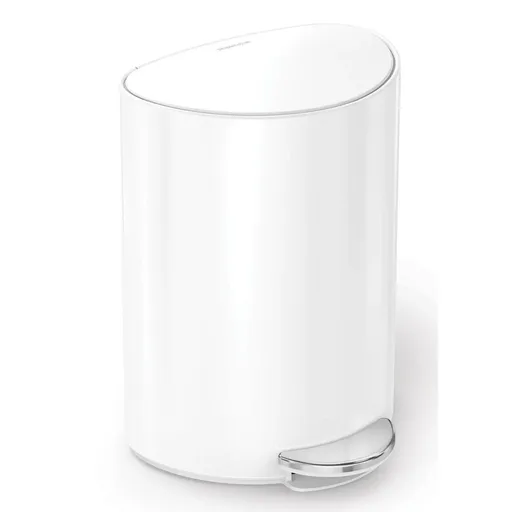 Simplehuman Pedálový odpadkový kôš 6 l, polokrúhly, biela oceľ, plast