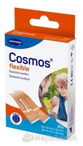 COSMOS Flexible náplasť na rany elastická textilná 2 veľkosti 20ks