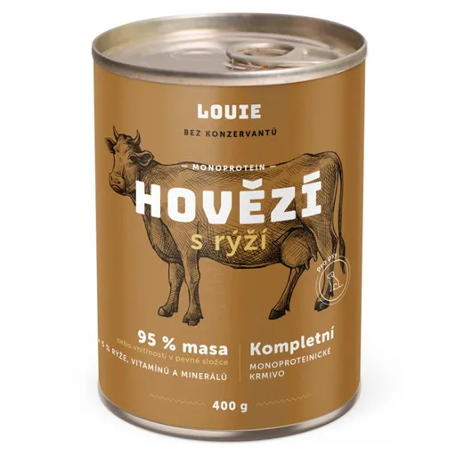 LOUIE Hovädzie s ryžou konzerva pre psov 400 g