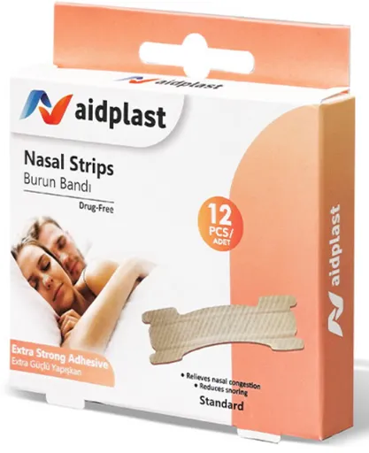 Aidplast Nosové pásiky náplasť na uľahčenie dýchania štandartná veľkosť 12ks