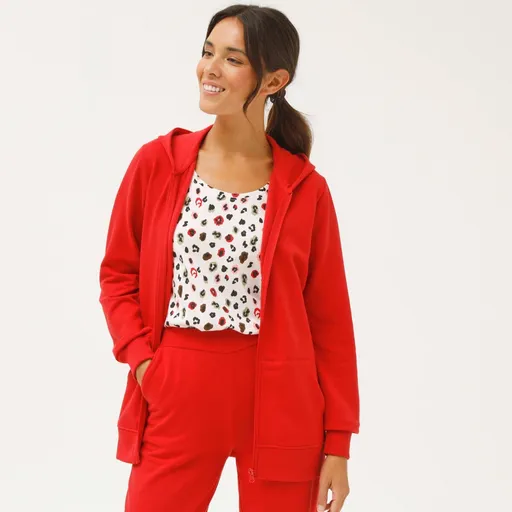 Bunda na zips s kapucňou z česaného moltonu